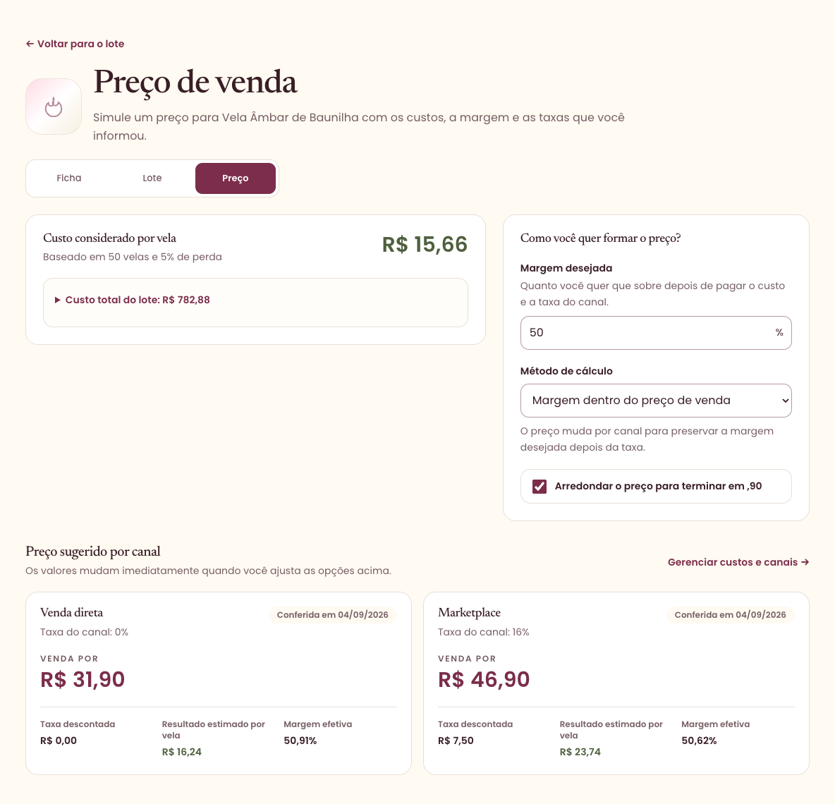 Tela do MyCandle usada neste passo a passo